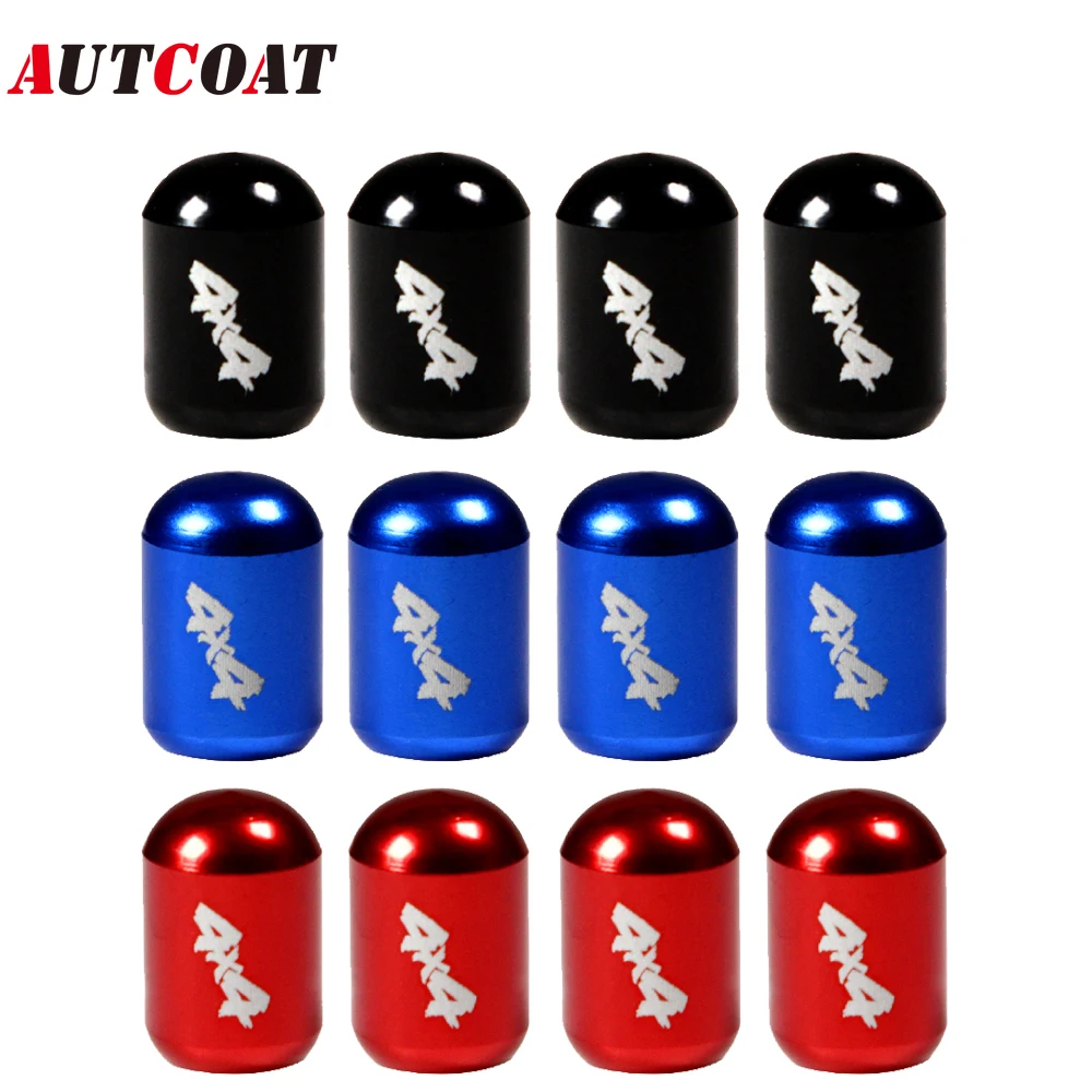 

AUTCOAT 4Pcs/Set 4X4 Universal Car Wheel Tire Valve Stem Caps Aluminum Alloy for Bike Car Trucks Motorbike Bicycle