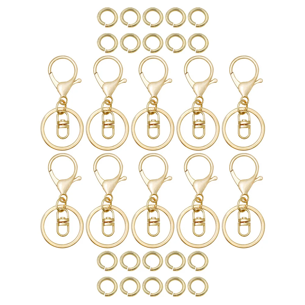 1 set Keychain Buckles Lightweight Sturdy Smooth Wear-Resistant Key Ring Accessories For Diy Keychain Making Lobster Clasp Key