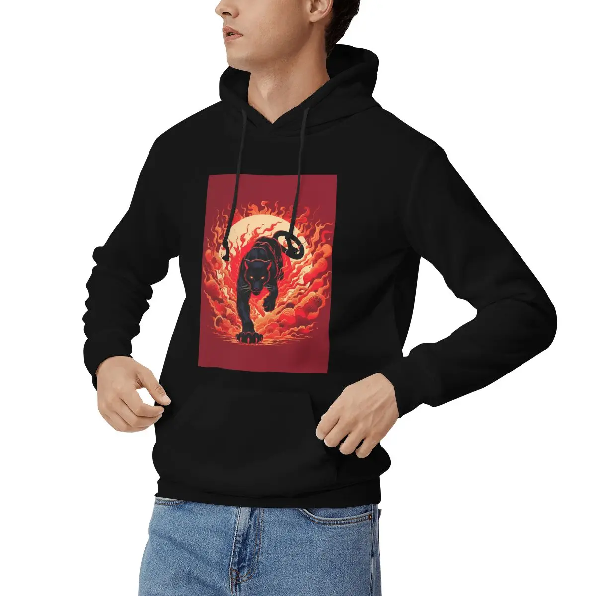Black Panther Leopard Walking From Flame Hoodies Men Women Casual Pullover Sweatshirts Hip Hop Long Sleeve Hooded Autumn Winter