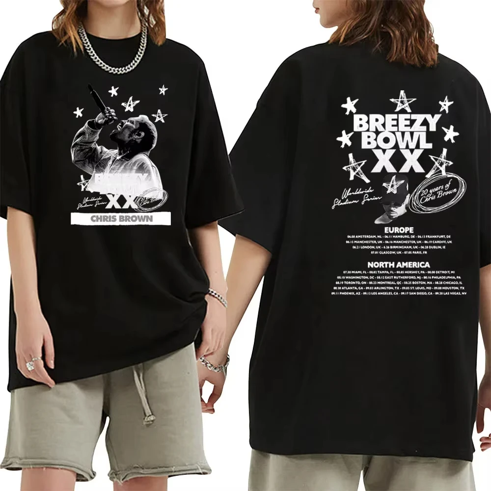 

High Quality Men's and Women's Chris Brown Breezy Bowl Tour 2025 Shirt Chris Brown Merch Retro T-shirt Unisex Fans Gift Summer