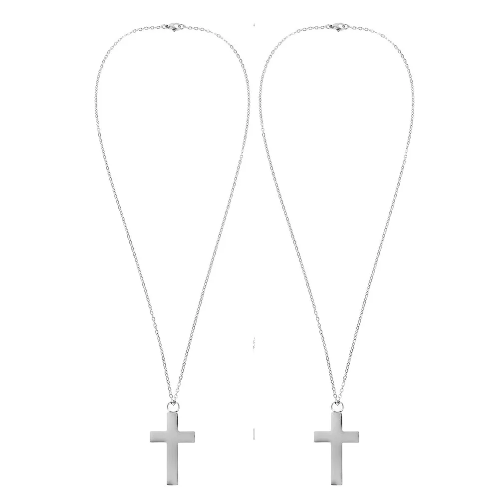 

2Pcs Cross Cremation Pendant Necklace Stainless Steel Keepsake Urn Locket for Human Or Pet Ashes Memorial Jewelry Daily Wear