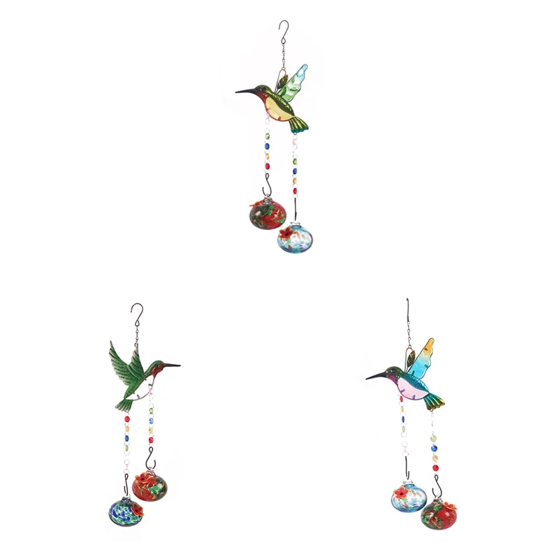 

Charming Wind Chimes Hanging Bird Feeder With Flower Shape Feeding Ports