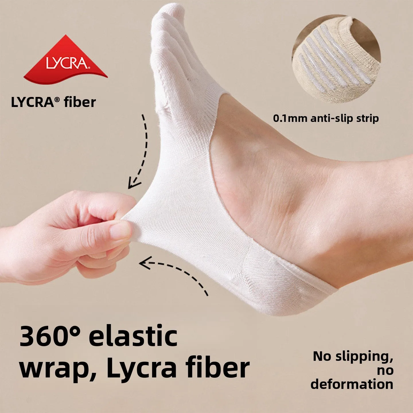 Women's Pure Cotton Five-Finger Boat Socks Summer Invisible Short Thin Anti-Odor Toe Separated Anti-Slip Not Easy to Fall off