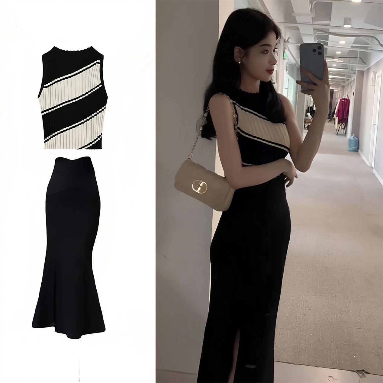 

Women's Professional Wear Set Autumn 2024 New Women's Skirt Two-piece Set French High-end Two-piece Set