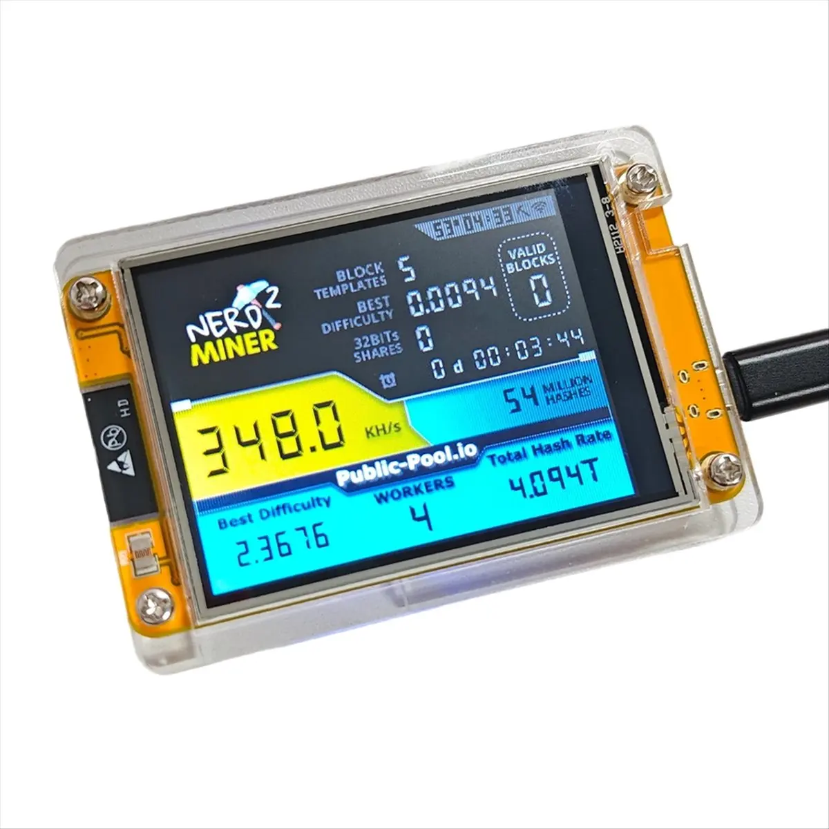 

350KH/S NerdMiner Solo Miner 2.8 Inch Smart Display Bitcoin Crypto Solo Lottery Miner Upgraded Harshrate NerdMiner Drop shipping