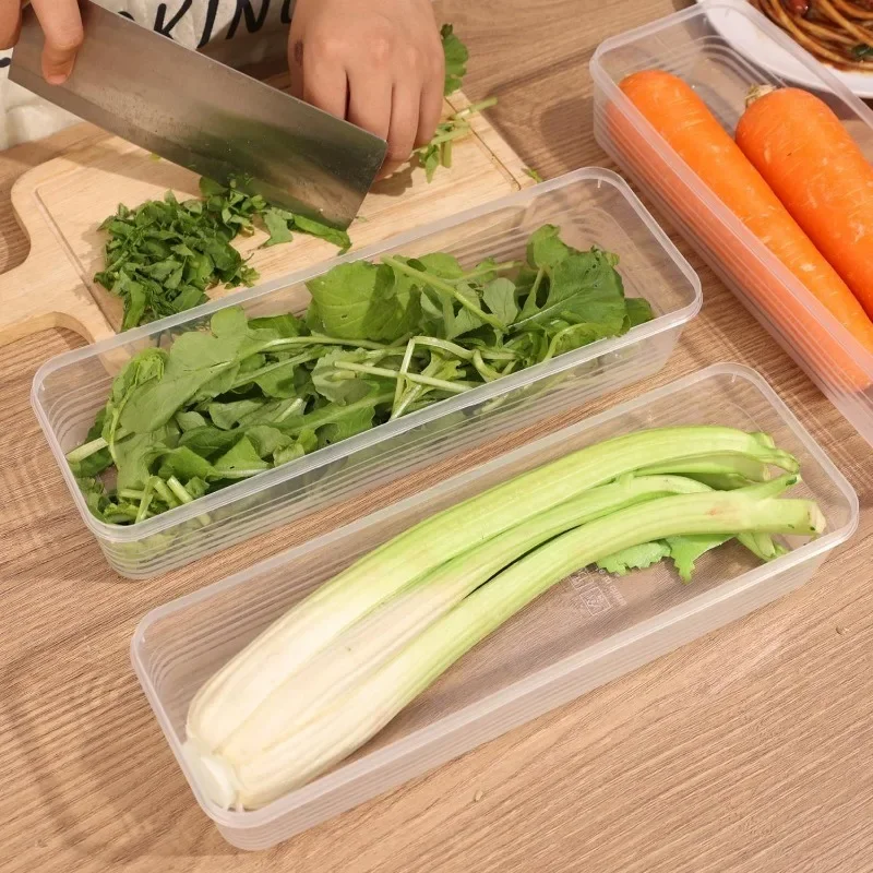 Storage Crisper Boxes with Lid Rectangle Noodle Food Storage Box Refrigerator Transparent Moisture-Proof Sealed Food Storage