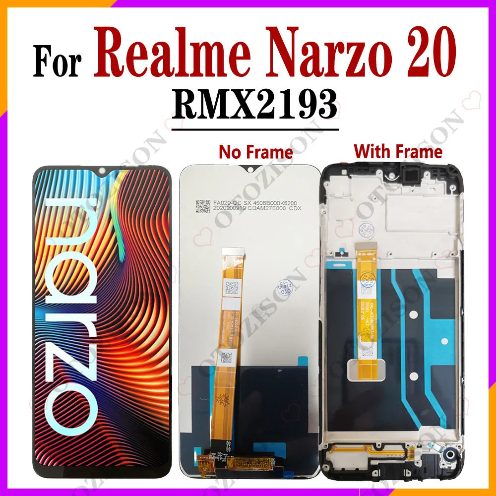 Дисплей 6,5 дюйма для OPPO Realme Narzo 20 LCD RMX2193, сенсорный экран с дигитайзером в сборе, ЖК-дисплей Narzo20, запасные части