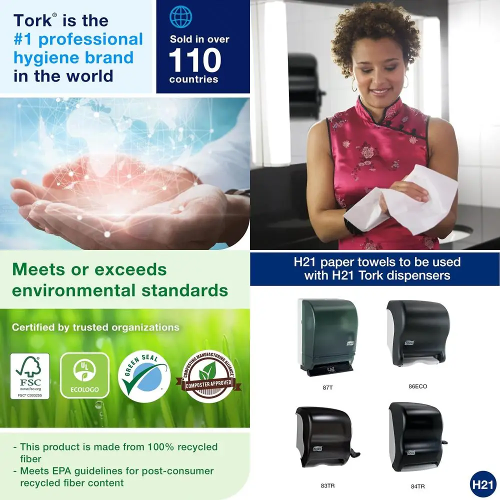 

Recycled White Paper Towel Roll, 100% Recycled Fiber, 6 Rolls, 800 Sheets Each