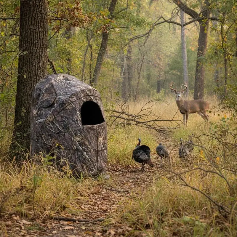 Hunting Blind 1 Person For Deer Turkey Hunting, Portable Camouflage Tent, Reinforced Durable Shelter, Silent Zipper Door Window, Compact Carry Bag