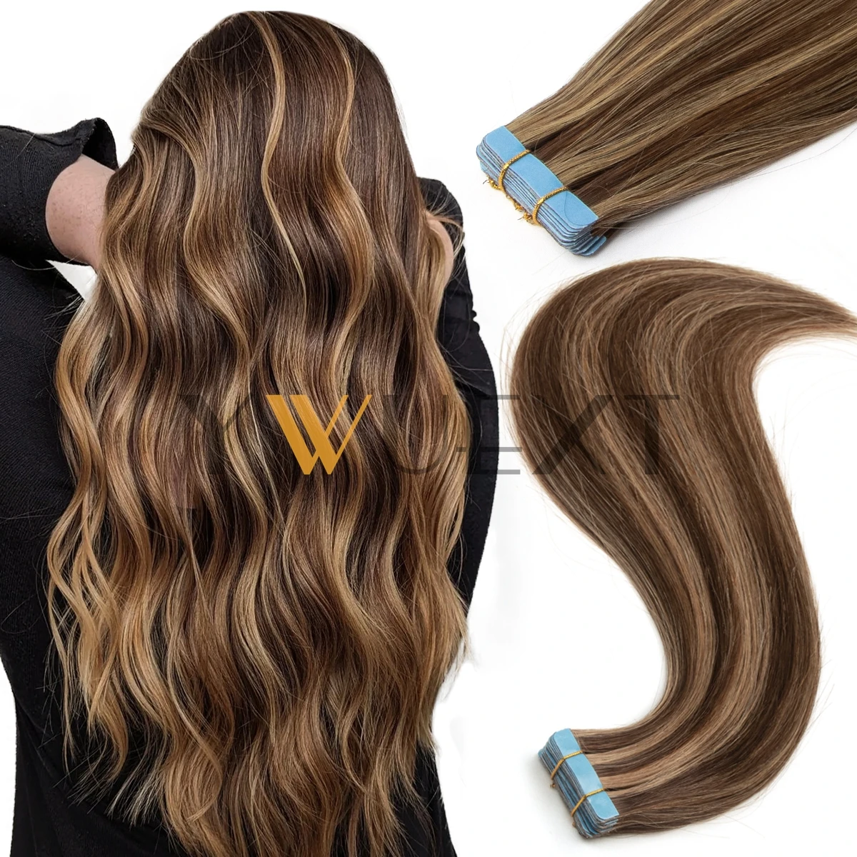 

Лента из натуральных человеческих волос High Light в наращивании, 12-20 дюймов, натуральная прямая бесшовная лента для волос на двухсторонней ленте, 20 шт./упак.