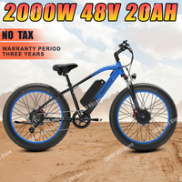 EU UK US Stock LANKELEISI  Electric Bicycle 48V 20Ah Dual Motor 2000W 26Inch Fat Tire Electric Bike Mountain Snow off-road Ebike