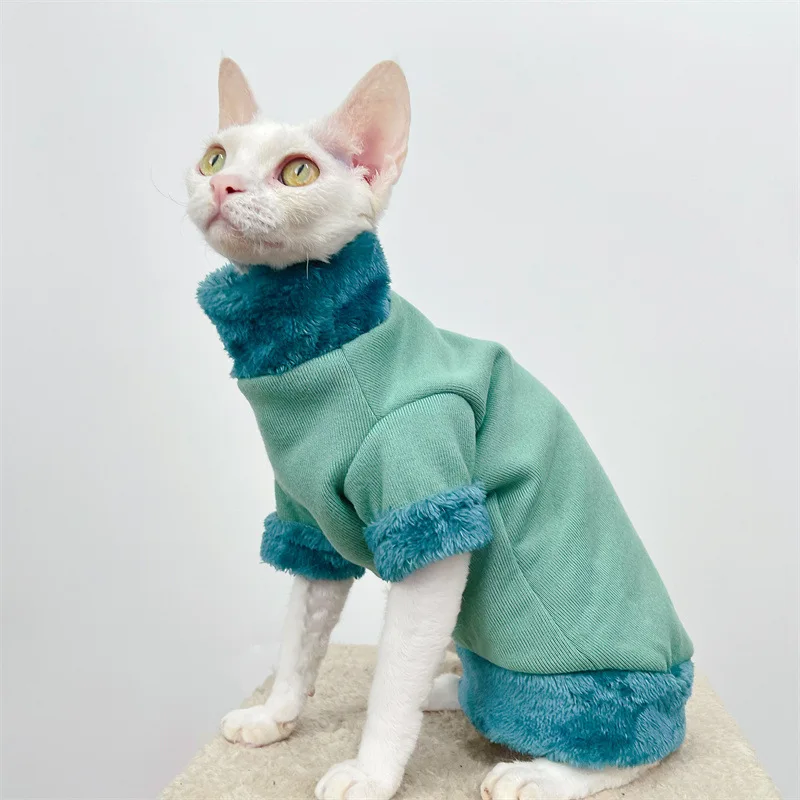 Sphinx hairless German cat clothes autumn and winter thick sweater fleece elastic coral fleece stain-resistant cat clothes