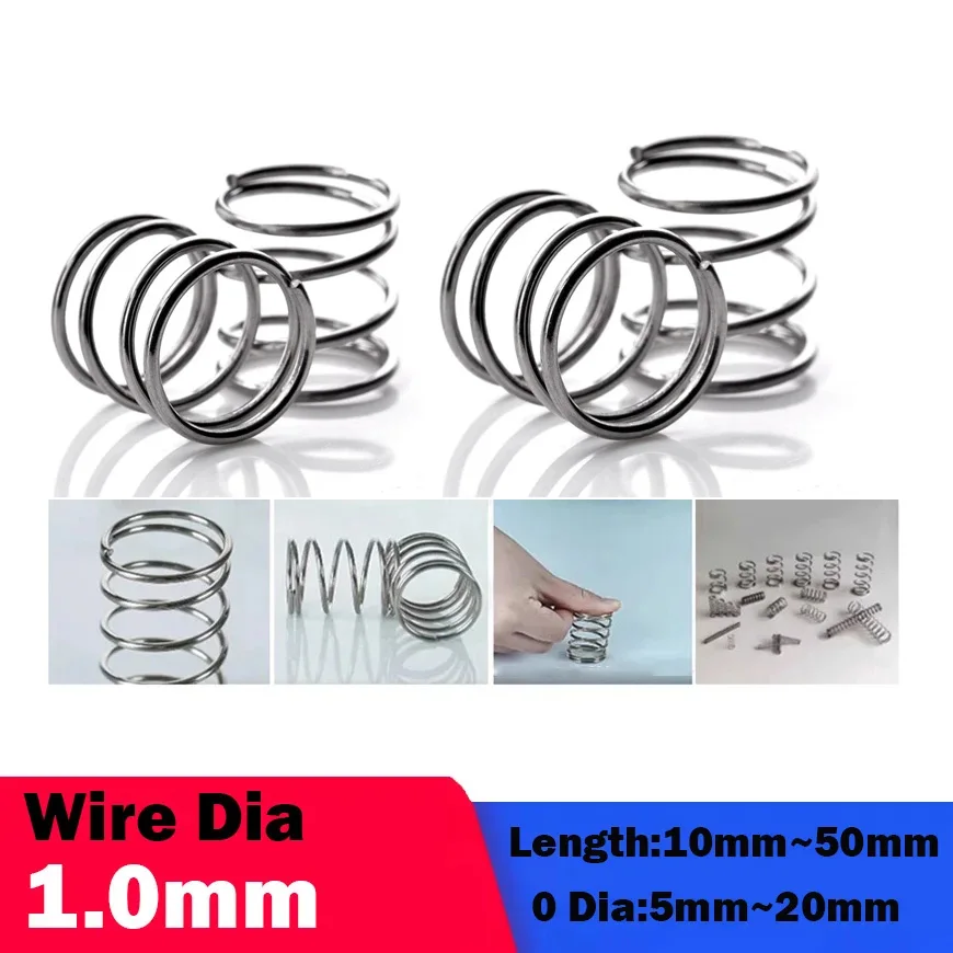 10Pcs/Lot Springs Steel Compression Spring  Return Spring, Steel Wire Diameter 1.0mm Outside Diameter 5/6/7/8/9/10~20mm