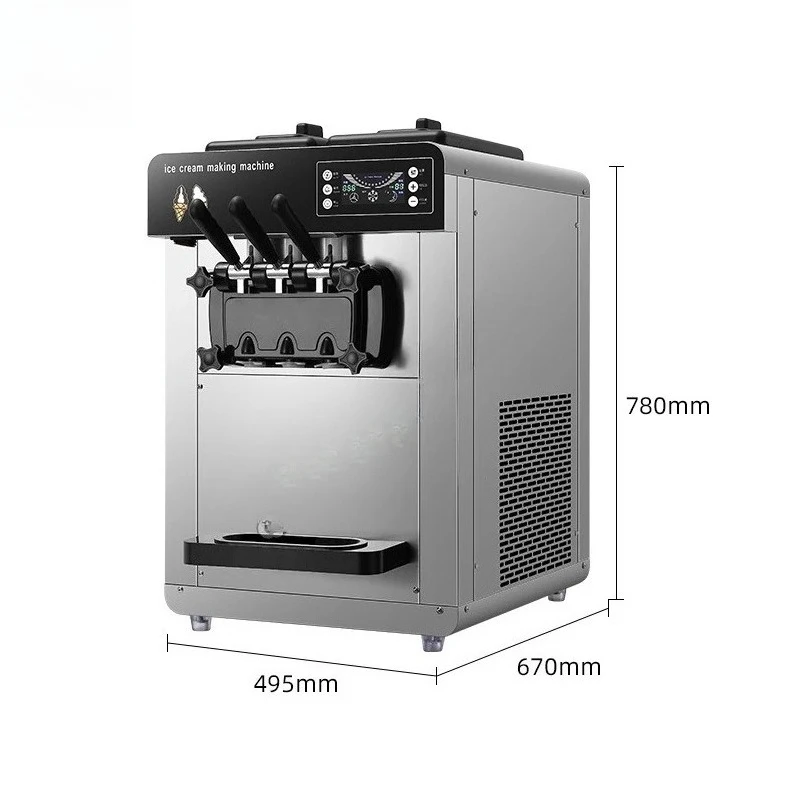 

Customizable Soft Ice Cream Machines Three Flavors 100 Ice Creams/H Refrigeration Equipment Smart Panel Restaurant