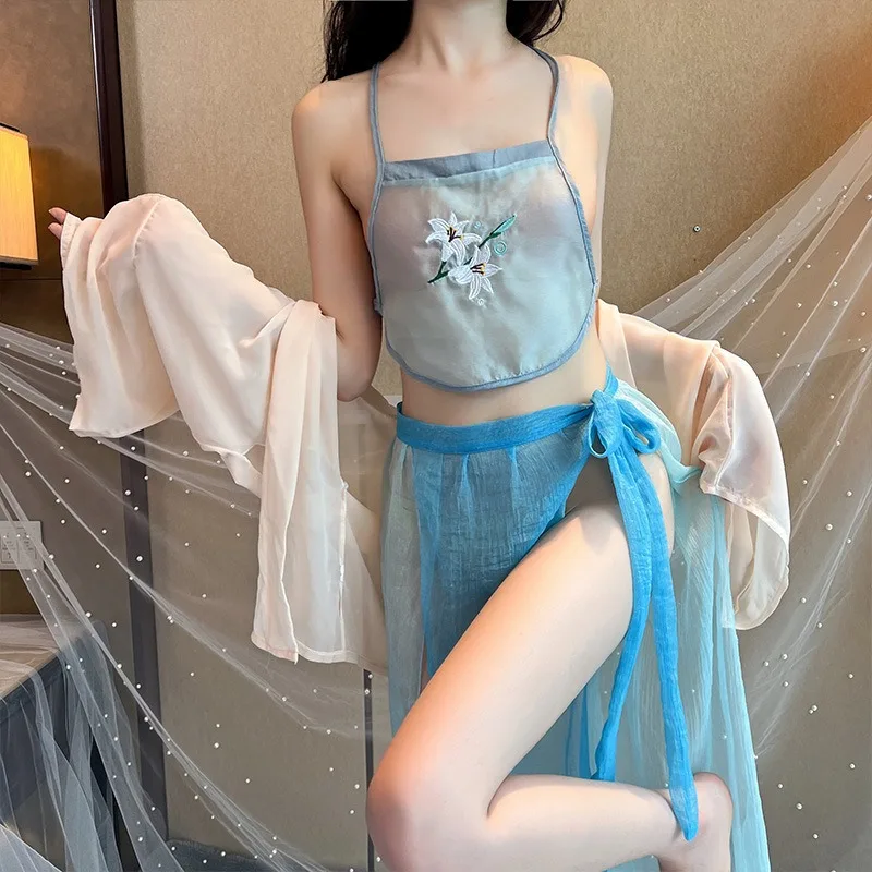 

Exquisite Embroidered Intimate Wear Set Non-removable Pure Desirable Temptation Passionate Ancient Chinese Style Seductive Unifo