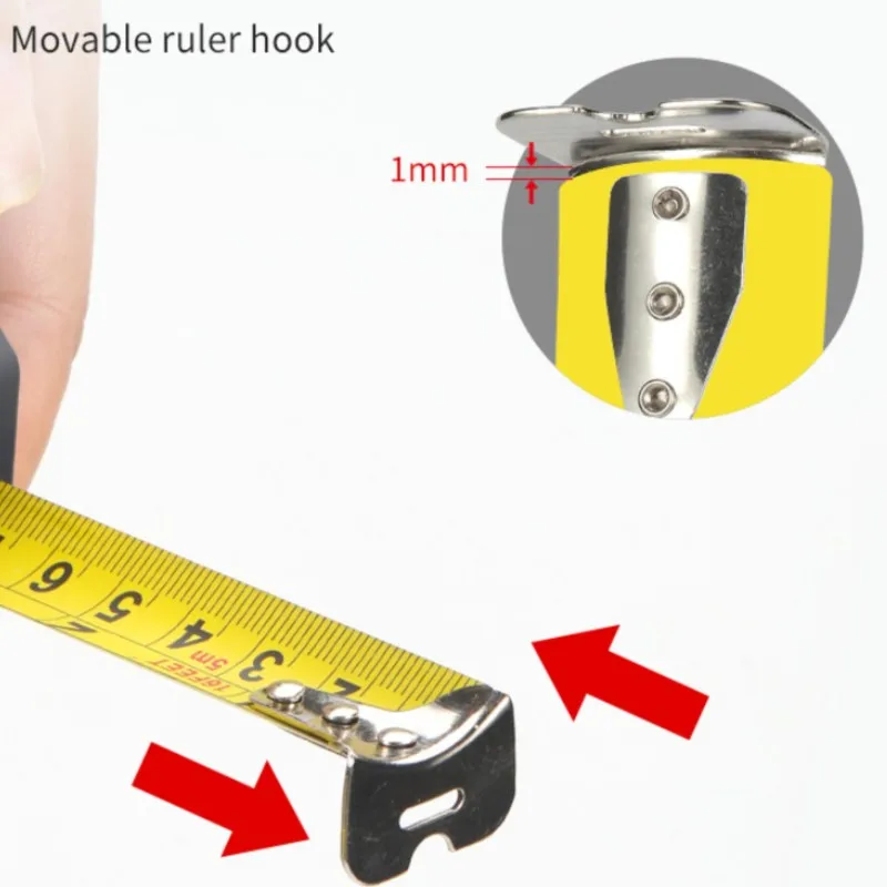 Precise Clear Steel Tape Measure Retractable 3M/5M/7.5M/10M Thickened Rubberized Woodworking Wear-resistant Tool Tape Ruler