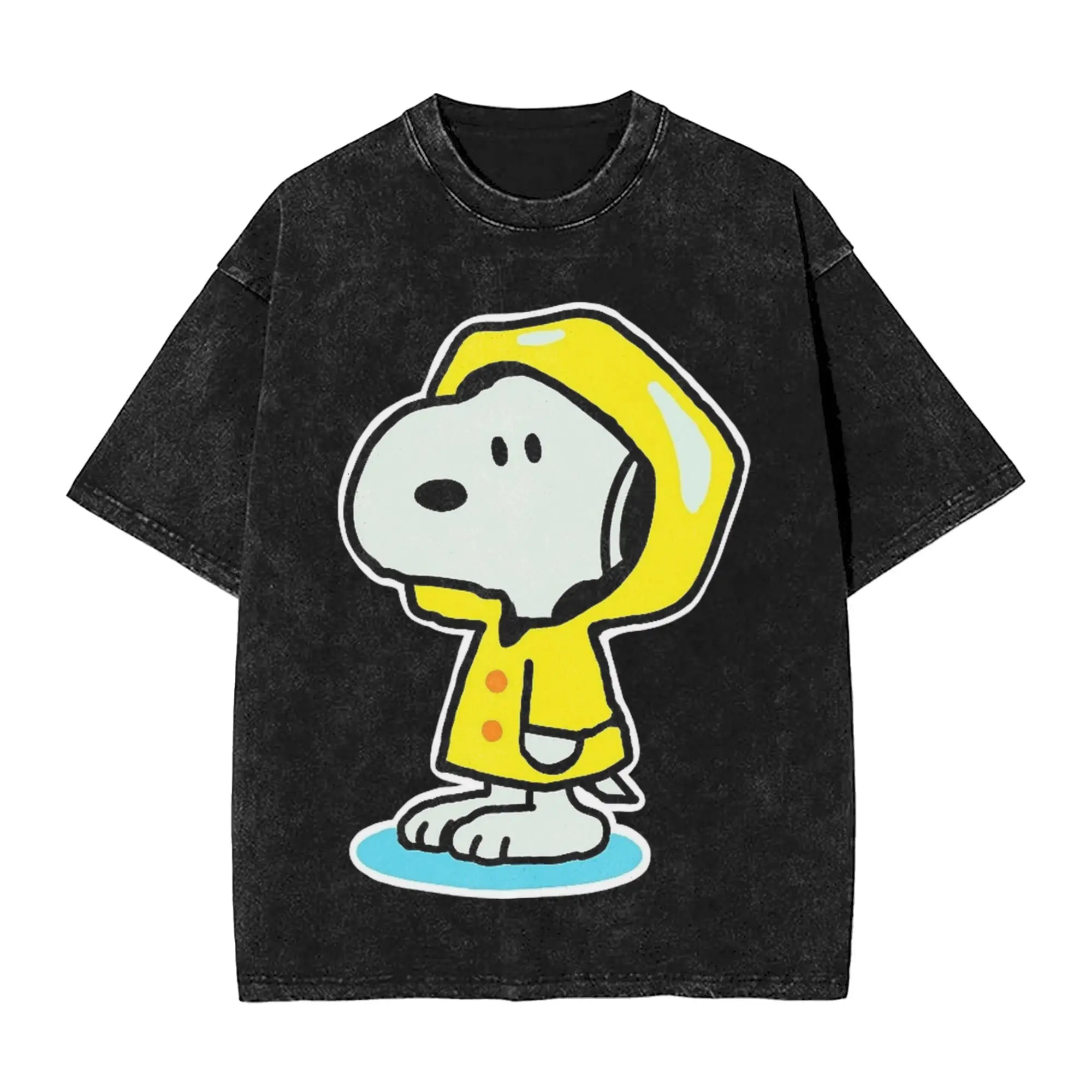

Плащ Snoopy, желтая собака, стираная футболка, уличная одежда, футболки в стиле хип-хоп, футболки, топы для мужчин и женщин, хлопковые футболки большого размера с графическим принтом