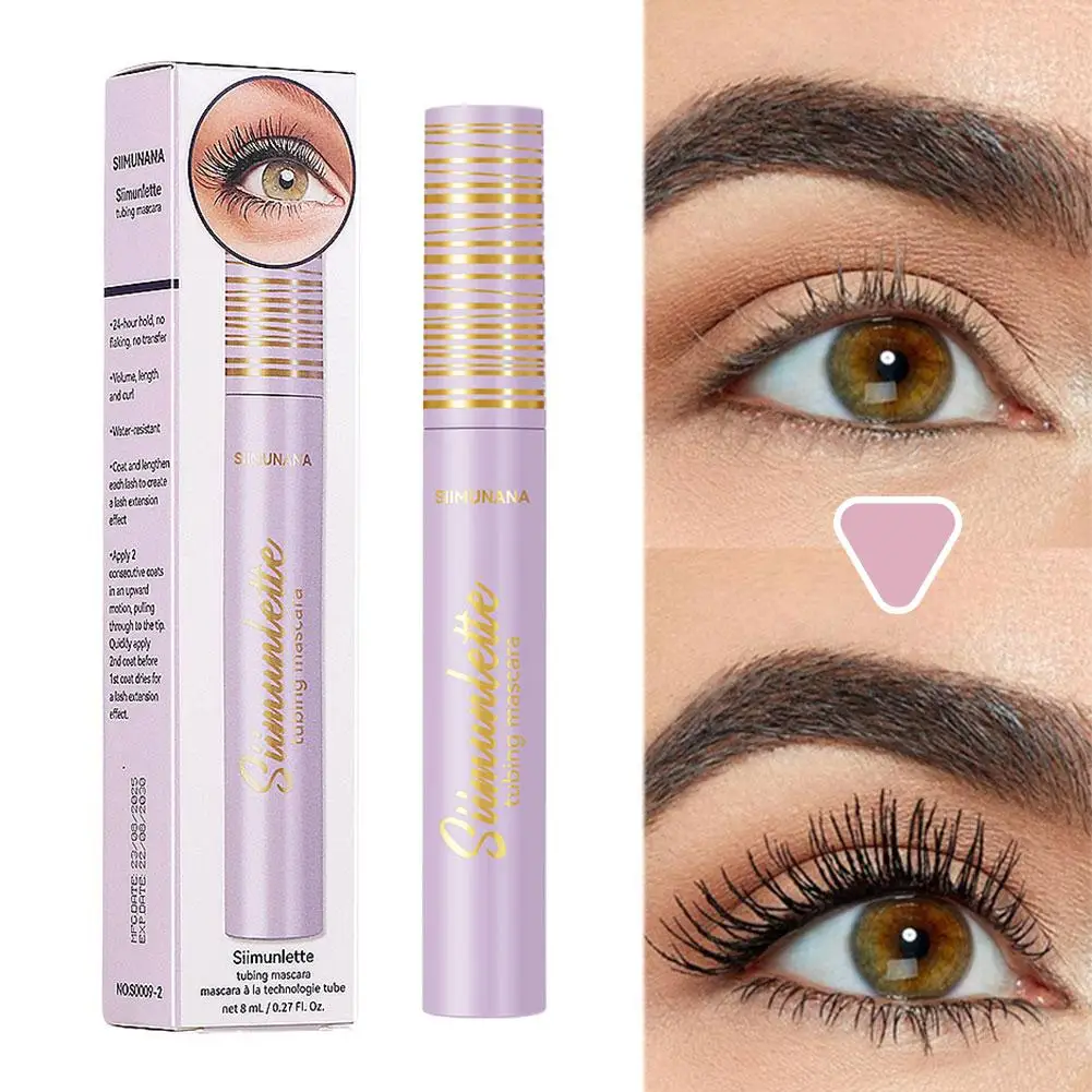 Mascara tubolare da donna, testina sottile impermeabile, lunga durata, arricciatura altamente efficace, a prova di sbavature e al sudore