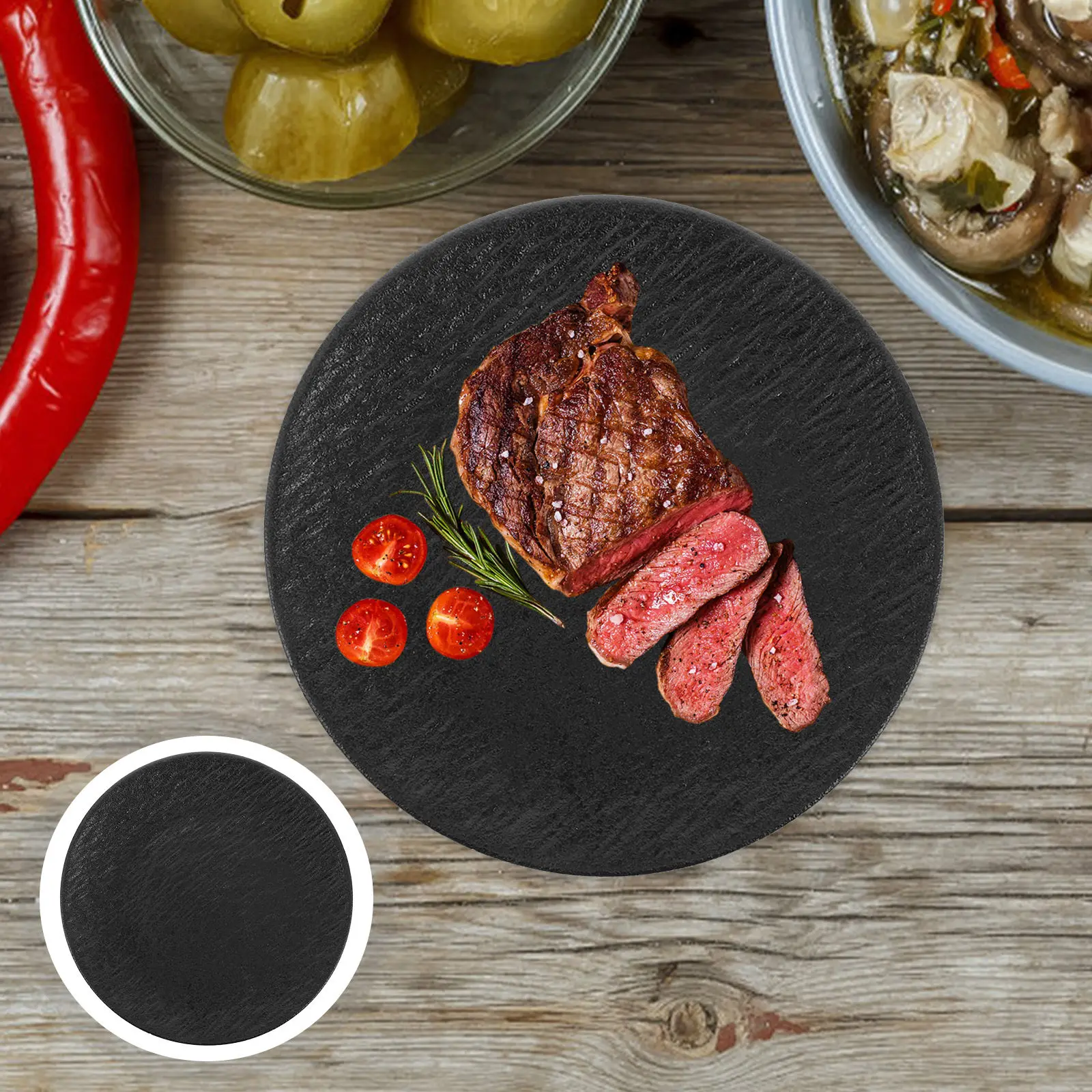8 Inch Elegant Stoneware Dinner Plate with Rock Finish Dishwasher Safe for Appetizers Main Course Baking Japanese Ceramic