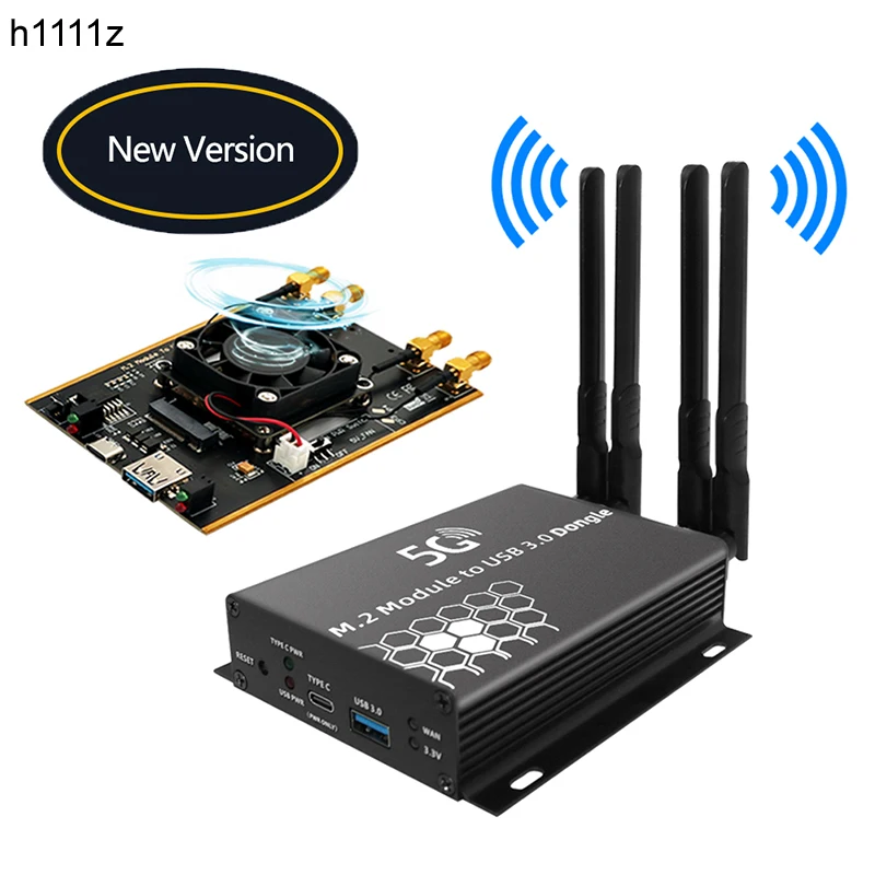 NEW M2 Wifi Wireless Card Converter M.2 NGFF 4G/5G Module to USB 3.0 Adapter Riser Board 4 Antenna with Cooler Fan SIM Card Slot