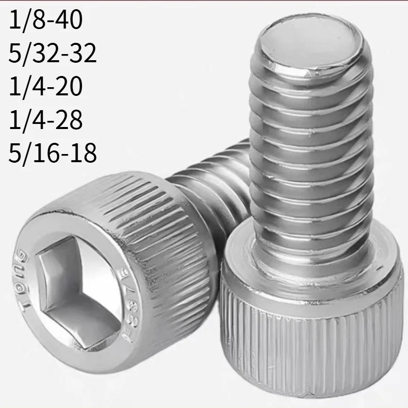 50 Pieces 1/8-40 5/32-32 1/4-20 1/4-28 5/16-18 Stainless Steel 304 American Standard Hex Socket Coarse Thread Screw