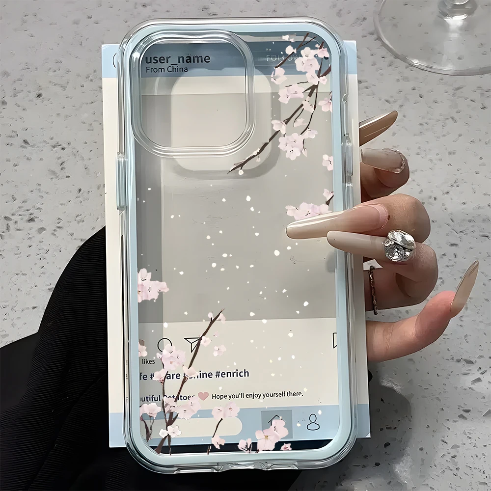 Kirschblütenmuster 2-in-1 Transparente Handyhülle für Samsung Galaxy S26 Ultra S25 S23 S24 S22 Plus A57 A37 A55 A54 A36 A35 A16 Cover – Detail 4