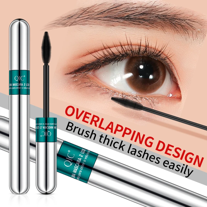Double In-one Mascara Silk Fiber Mascara Waterproof Mascara for Eyelash Extension Black Thick Lengthening Eye Lashes Cosmetics