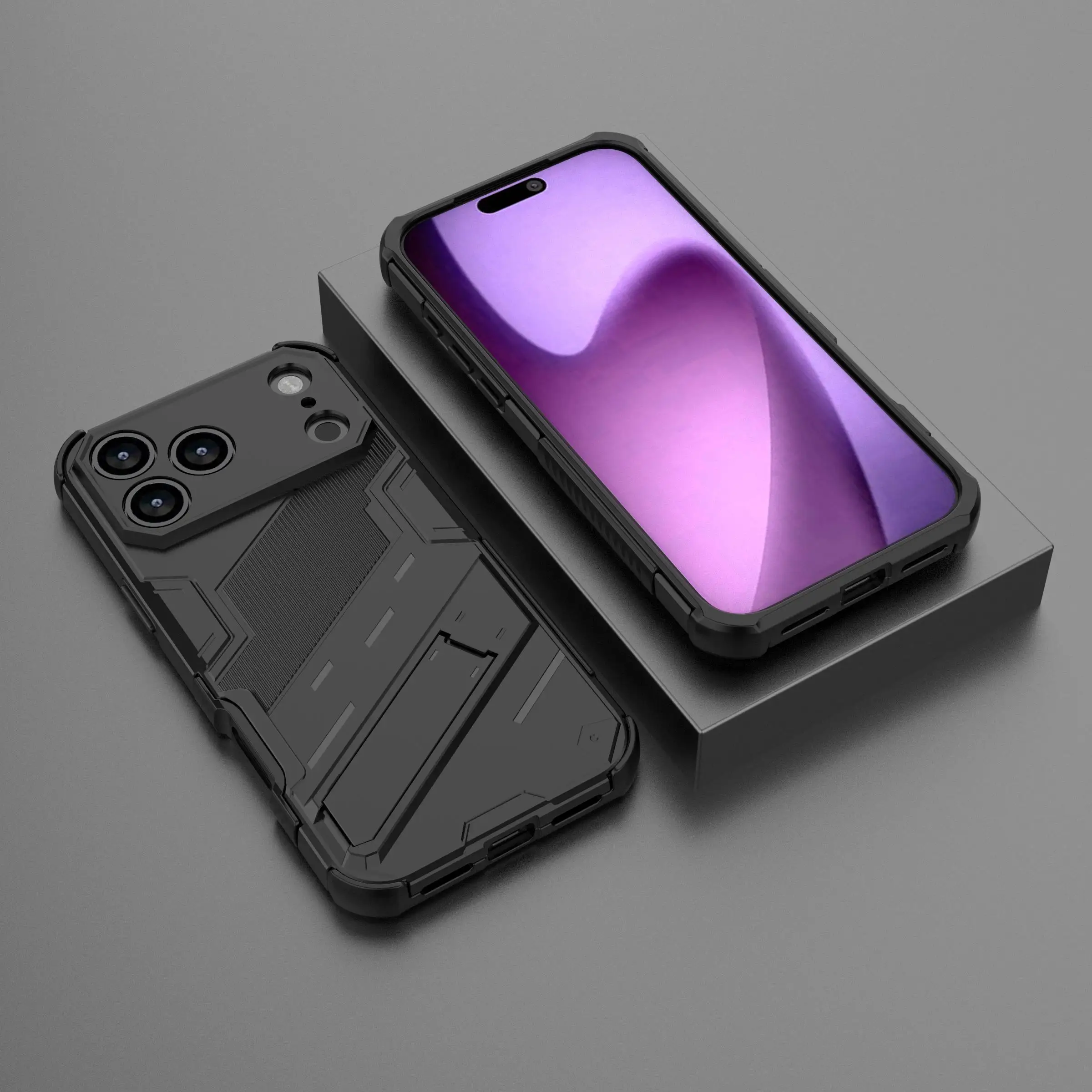 

Новый однотонный противоударный чехол для телефона Cyber для iPhone 17 Pro Max 17 AIR с подставкой-держателем, защитный чехол