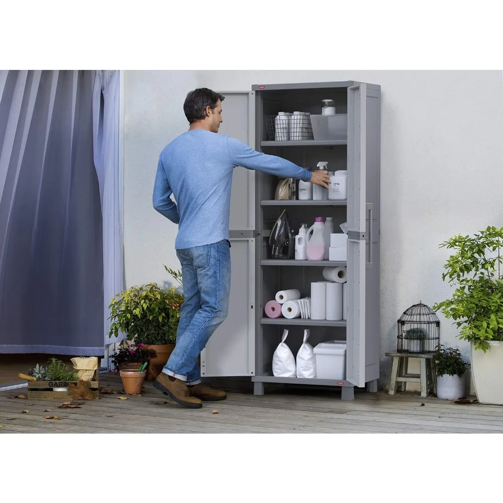 Storage Cabinet with Doors and Shelves for Laundry Room, Garage, Bathroom Accessories, Closet and Home Organization