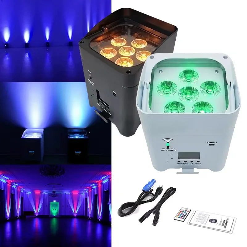 

6x18w RGBWAUV LED Battery Par Light Wireless Remote/APP/DMX512 Control Stage Lights Wash Wall Light For party Restaurant Wedding