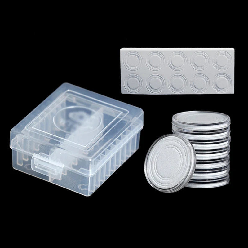 20 Cells Clear Collection Coin Capsules 46mm Transparent Eagle Coin Protector Case Storage Box Round Coin Holders Containers