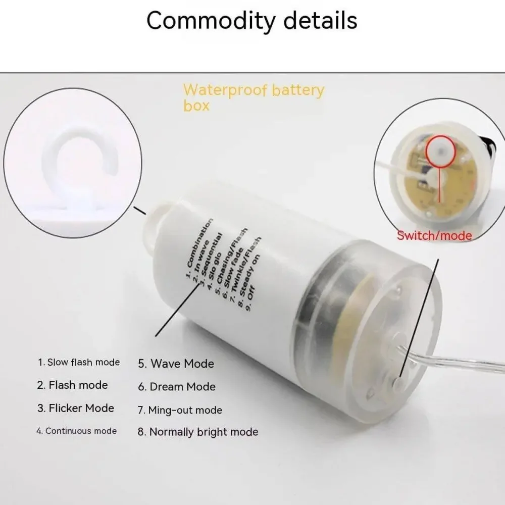 Bagus 1 Buah Lampu Kembang Api Gantung LED 8 Mode Lampu Peri Remote Control Bertenaga Baterai, Lampu Tali untuk Liburan, Pernikahan, Pesta