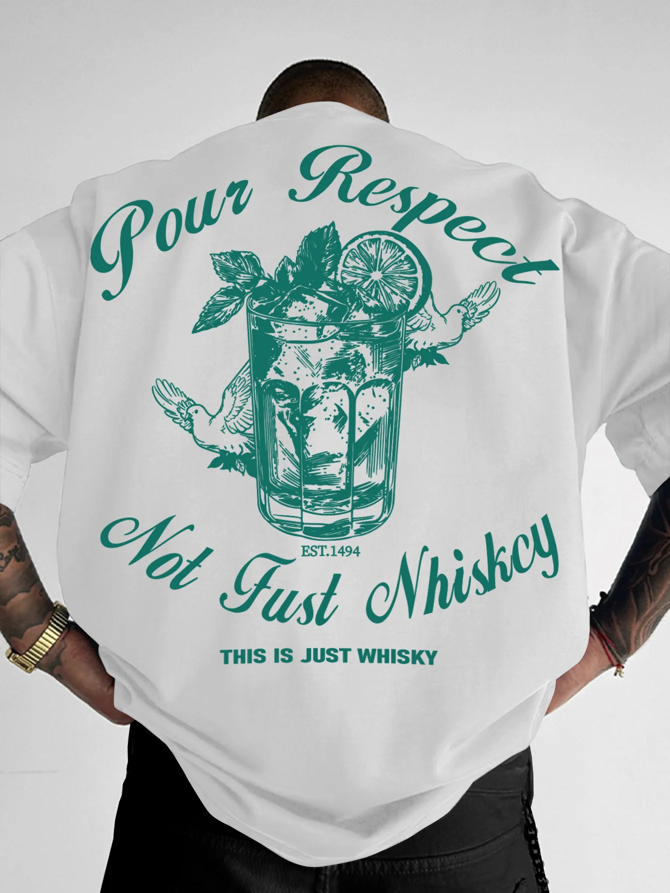 الرجال القطن الإبداعي نمط ويسكي الجليد طباعة بسيطة لينة مريحة للتنفس قصيرة الأكمام الشارع الهيب هوب قصيرة الأكمام #2