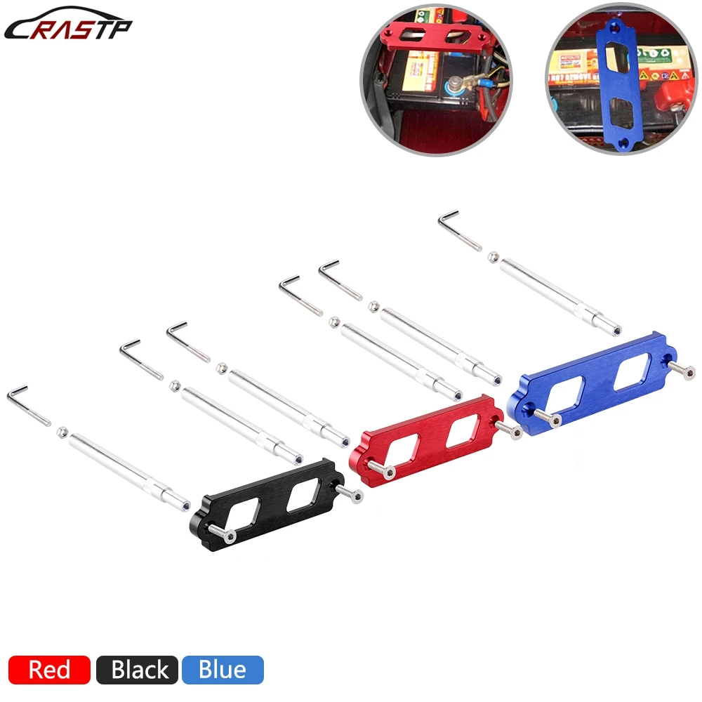 

RASTP-New Aluminum Alloy Car Battery Fasten Bracket Holder Tie Down Kit Battery Tie Down Brace Fits for Honda Civic 88-00 BTD026