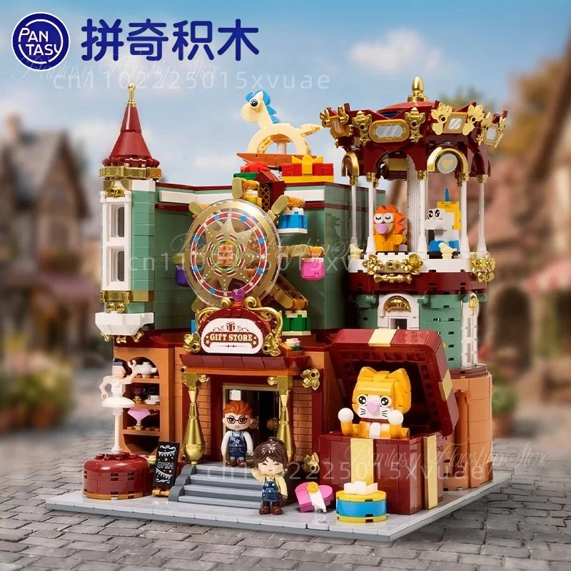 

New Pantasy Gift Shop Building Blocks Large Street View Model Assembling Toys Desktop Decoration Collectible Holiday Gifts