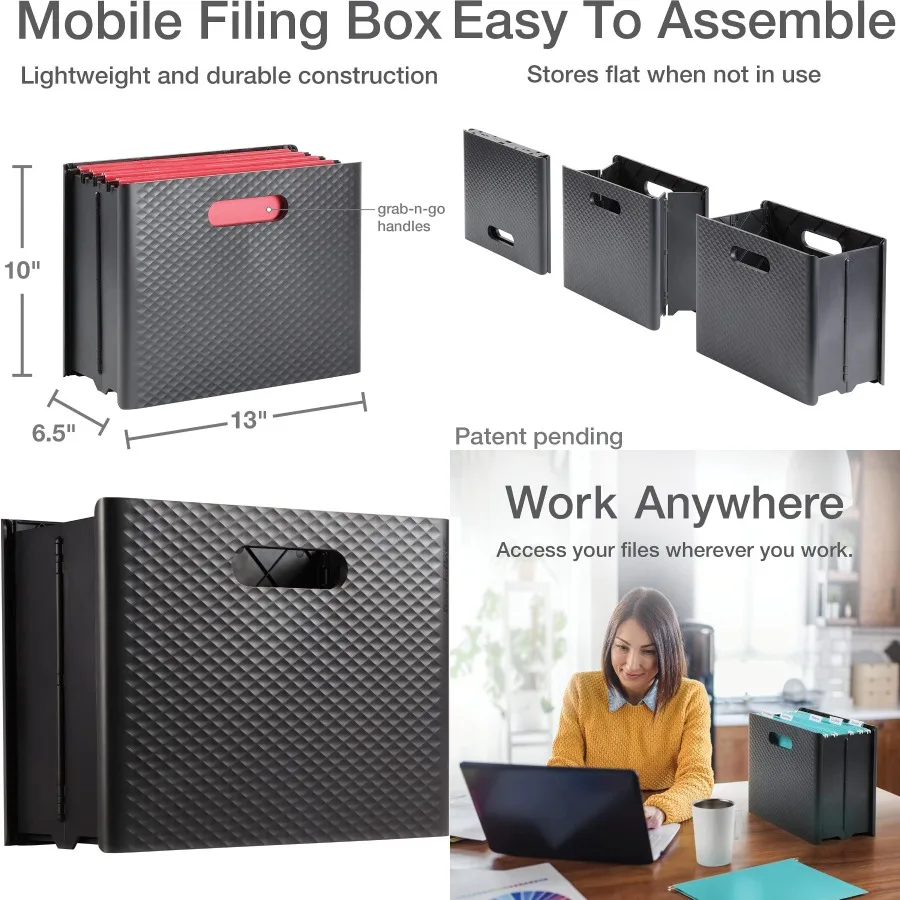 

Pendaflex Mobile File Box with Handles for Efficient Organization in Office or Home Workspaces Easy Set Up and Compact Storage