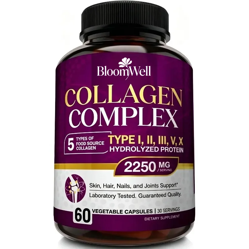 Multi Collagen Peptide Capsule2250mg I, II, III, V, X Type Healthy Hair, Skin, Nail Support