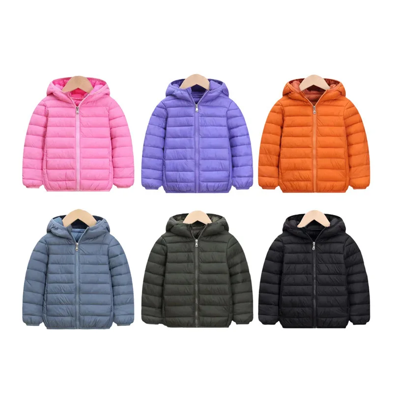 

Зимняя легкая пуховая стеганая куртка для девочек, мягкие стеганые куртки, осенние и зимние теплые однотонные хлопковые куртки на молнии для мальчиков