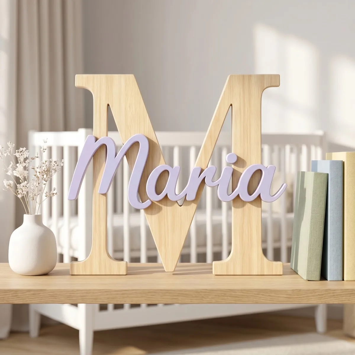 1Pc Custom Minimalist Wooden Name Plaque,Home Kids Room Nursery Bedroom Wall Door Decor,DIY Paintable,Birthday Wedding Gift view 3