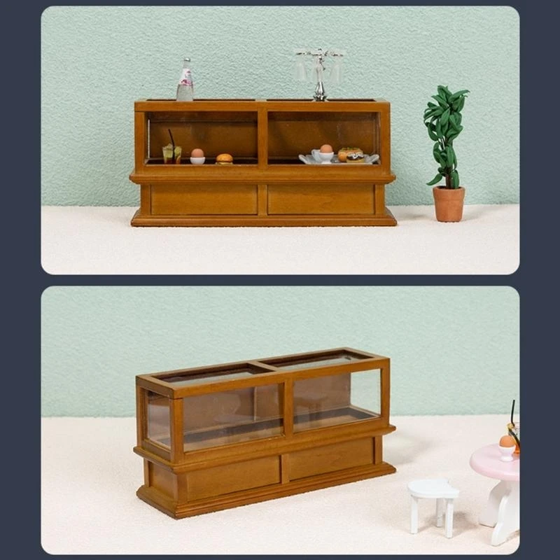 Y4QA Mini Dollhouse Exibir armário crianças Exibir prateleira Móveis brinquedo Móveis armazenamento armazenamento