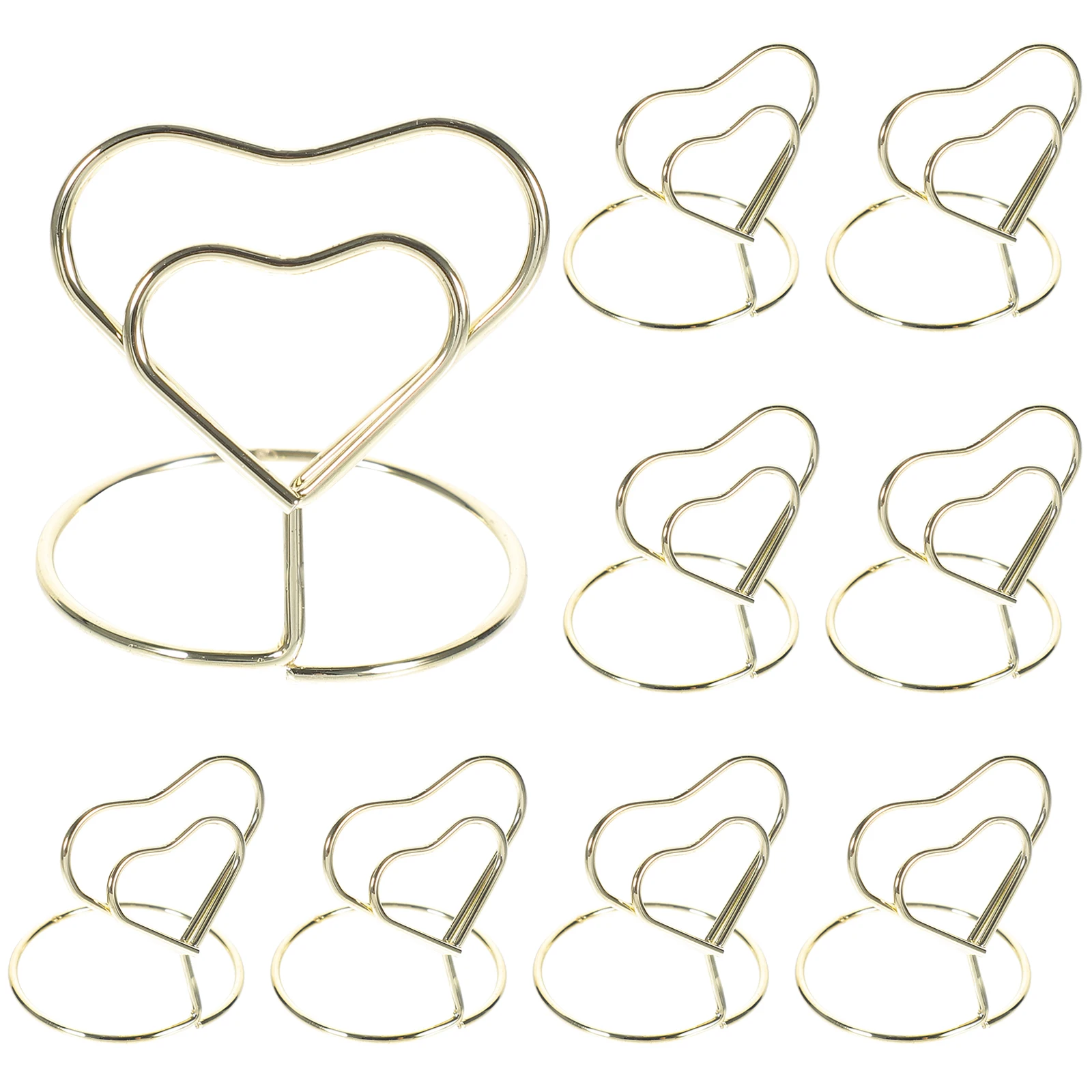 10 Pcs Decor Desk Card Holder Paper Clips Photo Restaurant Golden Wedding Supplies Mother