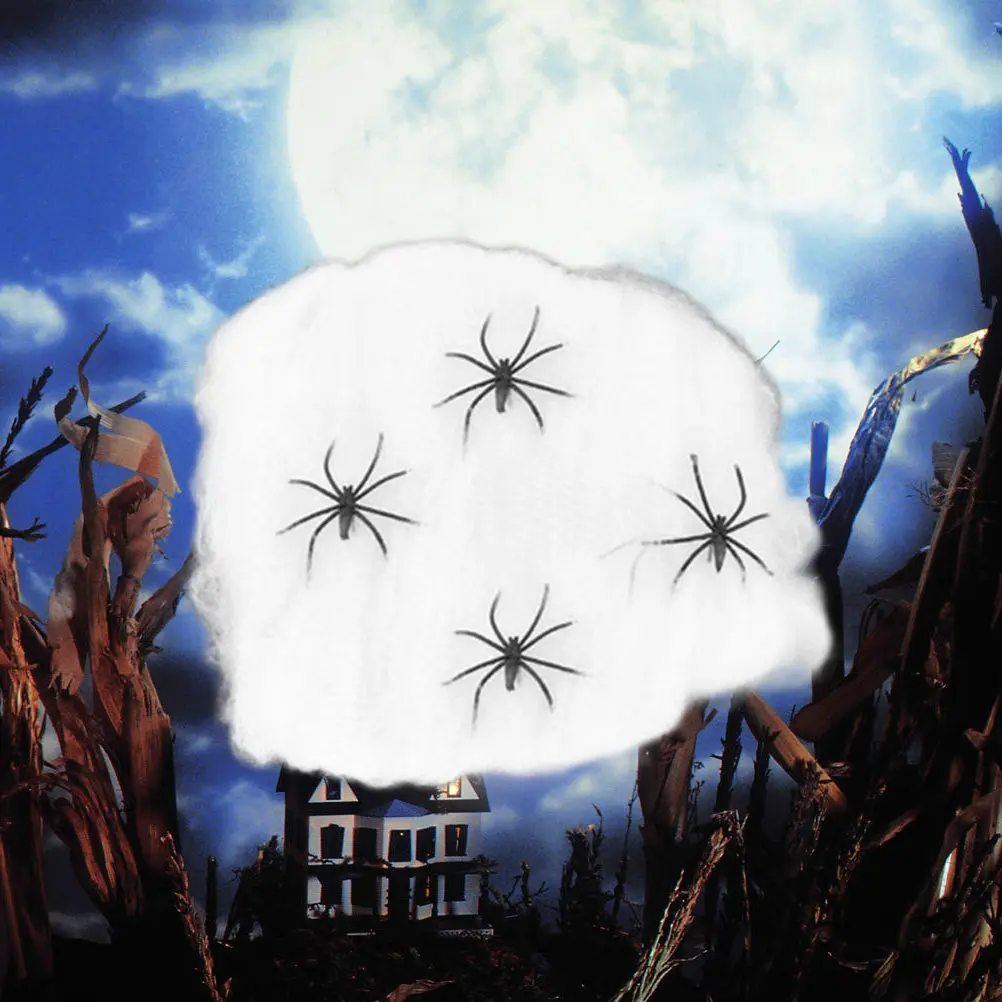 

100G Reusable Stretchy Cotton Spider Web with Spooky Texture Perfect for Halloween Decorations Haunted House Party Props Creepy