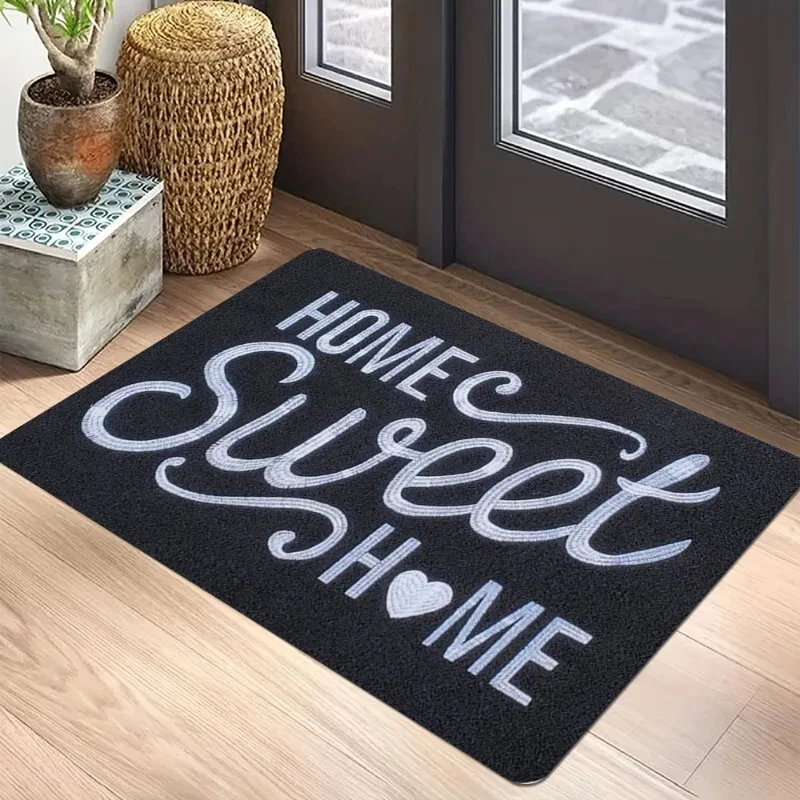 VIKAMA Warmth English Slogan Welcome Floor Mat Anti-slip and Wear-resistant Indoor and Outdoor Entrance Carpet Home Decoration