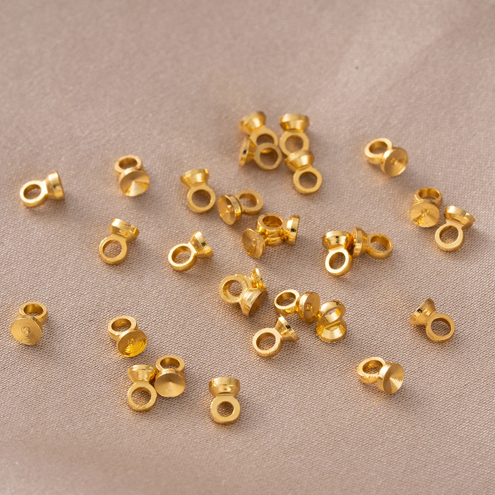 20 Stück/Lot 3/4/5/6mm 18K vergoldete Perlen-Endkappen, Anhänger, Charms für DIY-Halsketten, Armbänder, Ohrringe, Schmuckherstellungszubehör. – Detail 6