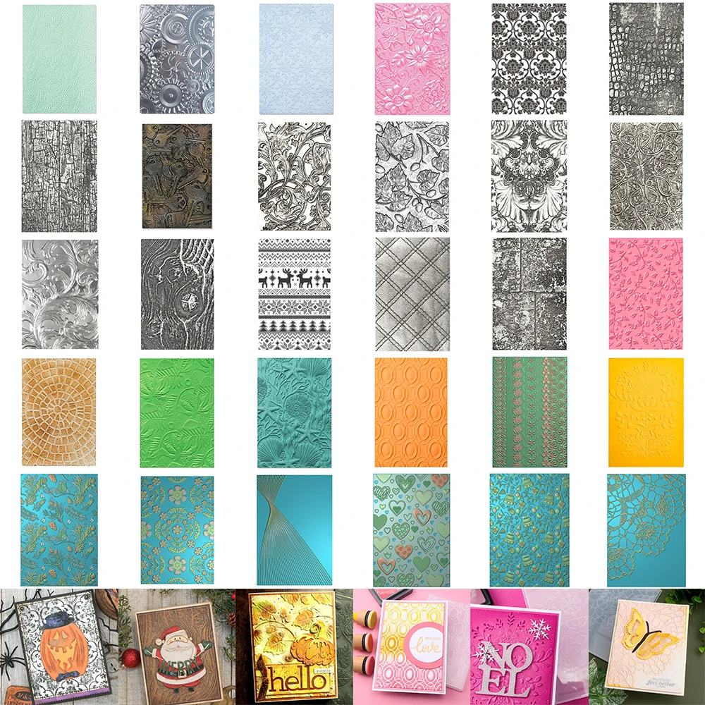 1pc 3D Embossing Folder Forest Flower Shell Border Abstract Texture Doodle Pattern for DIY Book Cover Making Card Background