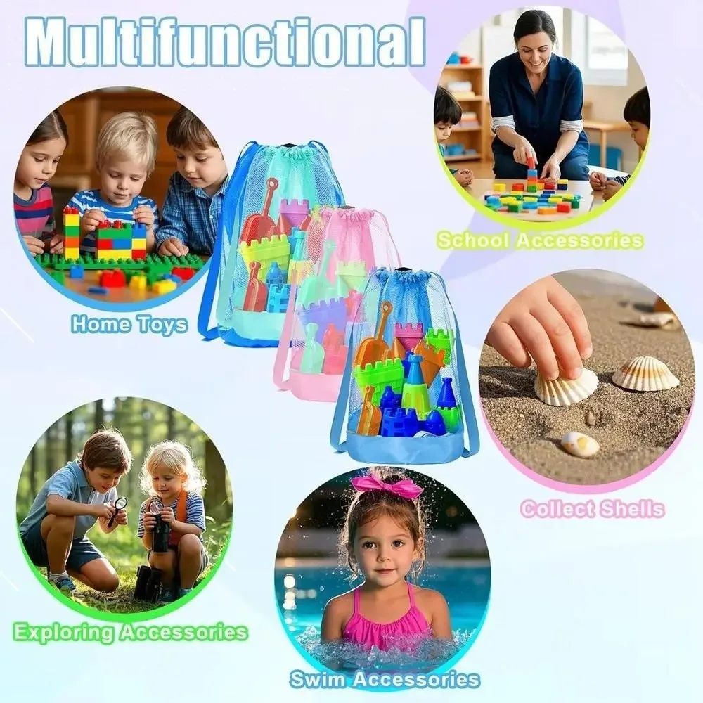 حقيبة ظهر للشاطئ مقاومة للرمال، إغلاق برباط، حقائب تخزين كبيرة جدًا للشاطئ، أشرطة قابلة للتعديل، حقيبة تجميع للسفر