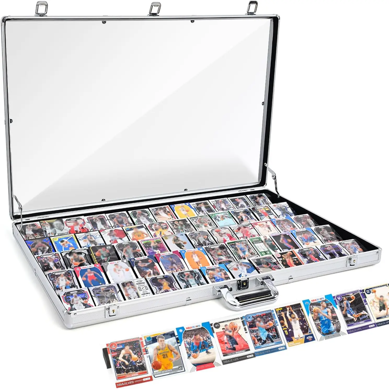 

Aluminum Locking Tabletop Showcase 34x22 for Trading Cards Sports Cards TCG Jewelry Lightweight Portable Exhibitions