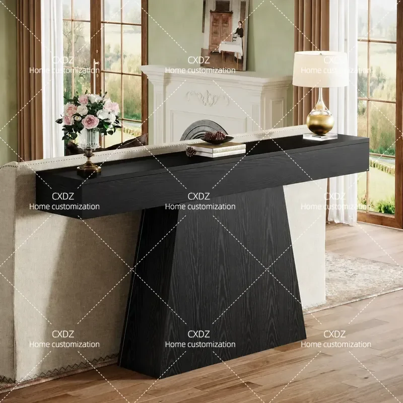 Medieval Solid Wood Entrance Table Household Model Against The Wall Black Creative Retro Home Entry Plan