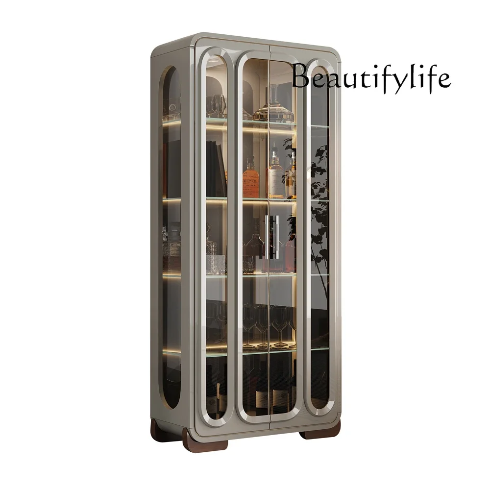 

Wine Cabinet Modern Simple Double Door Glass Door Display Cabinet Household Integrated Wall Wine Cabinet