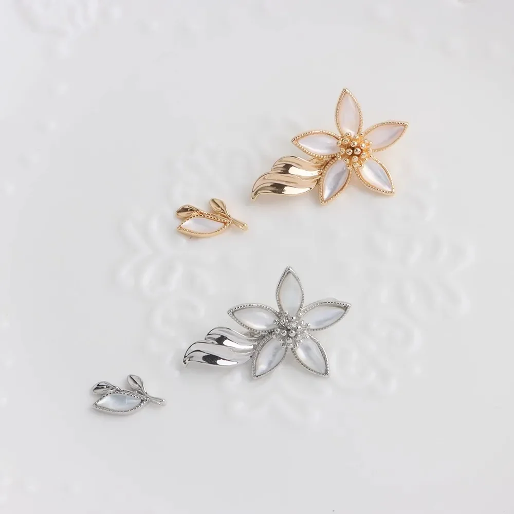 

18K Copper-plated Gold Color Fritillary Flower Clip Buckle Necklace Sweater Chain Ending Buckle DIY Flower Fringed Necklace